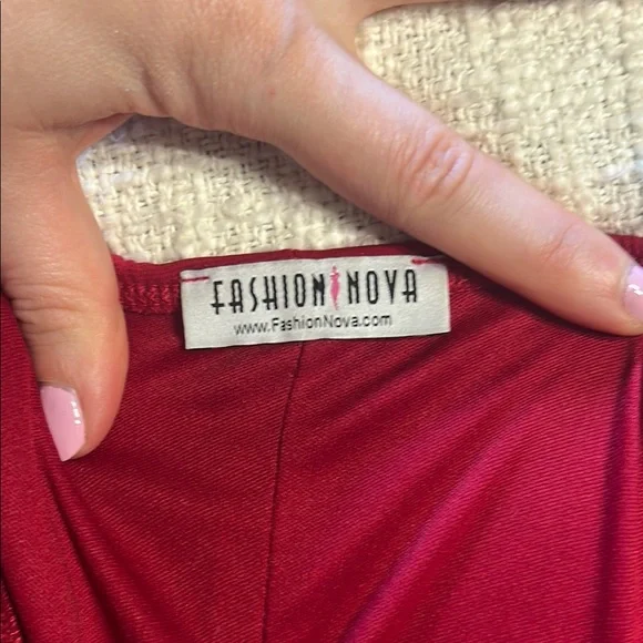 Fashion Nova Red Asymmetrical Ruched Slip Dress - Picture 3 of 3